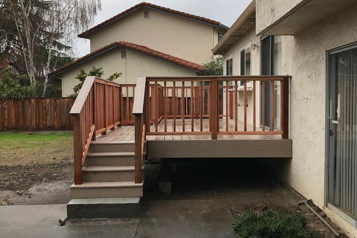 Completed raised backyard deck and stairs